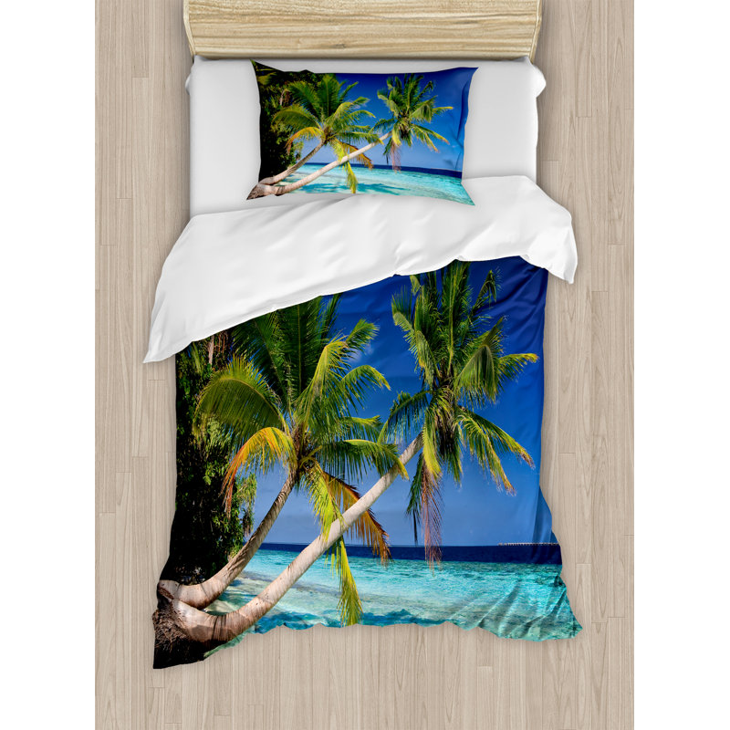 Coastal Polyester Duvet Cover, Twin Duvet Cover + 1 Standard Sham