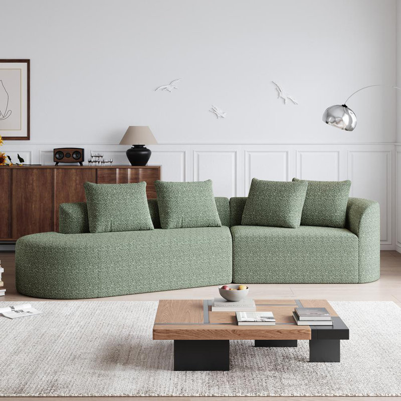 Canapé modulaire Cniyah, Chenille verte, Orienté à gauche (vu de face)