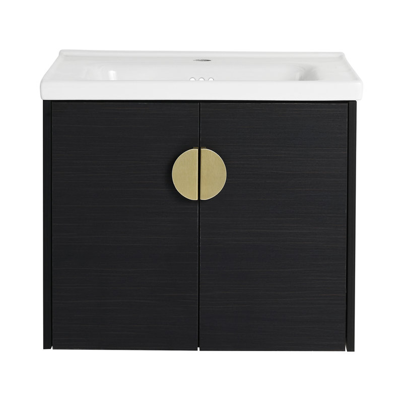 Minaya 23.8'' Wall Mounted Single Bathroom Vanity with Ceramic Top Bathroom Vanity, Bathroom Storage Cabinet