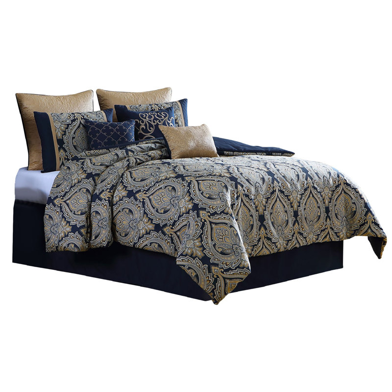 Microfiber 10 Piece Comforter Set, Blue