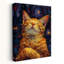 Happy Starry Cat Peaceful Vibrant Whimsical Cat Landscape Nature Wall Art-129148503