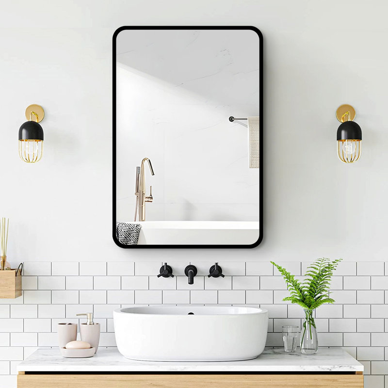 Konny Metal Accent Cabinet, Wall Mount or Recessed Bathroom Medicine Cabinet with Mirror