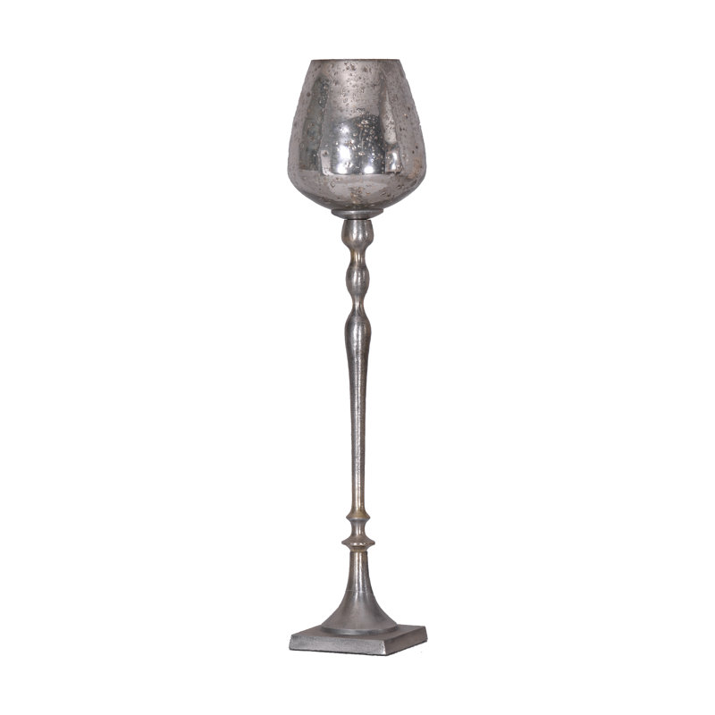 Chandelle en métal, H 28 po x l 6,5 po x P 6,5 po
