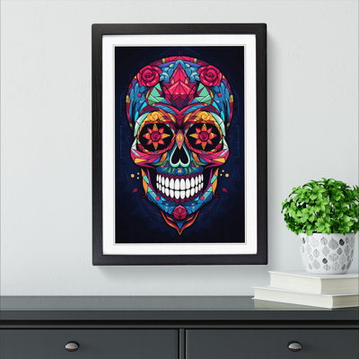 Sugar Skull Geometric Art - Framed Print