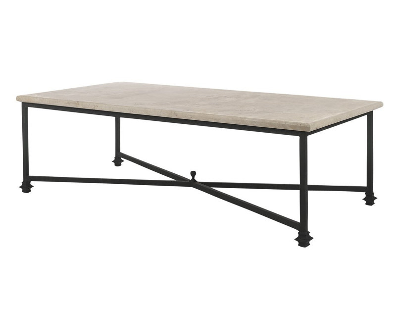 Table basse à 4 pieds New York, Dos plat, Travertin clair