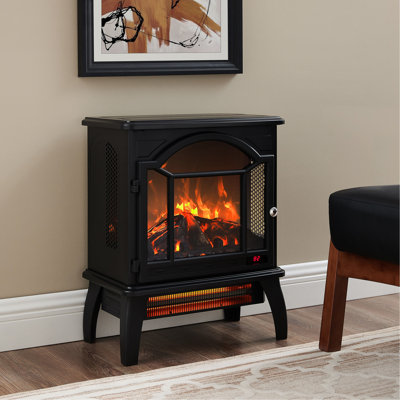 18 Inch 3d Flame Electric Fireplace Stove - Infrared Quartz, 1500w, 5000 /h, Adjustable Temperature, Remote Control, Portable, Long-lasting Quartz 18" Flame, Controlled, Vent