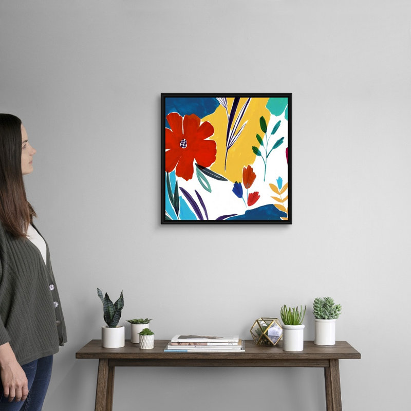 Reproduction d’art sur toile, "gaifulness I" par Isabelle Z, H 22 po x l 22 po x P 1,75 po, Toile avec cadre noir