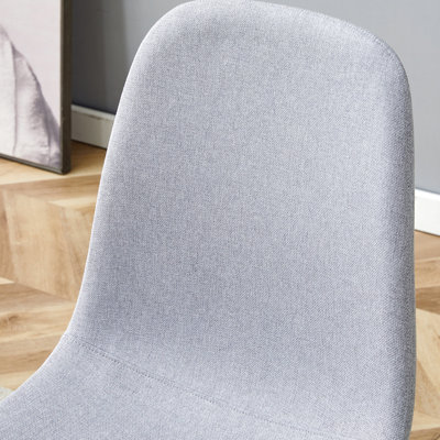 Chaise de salle à manger quatre pièces en coton et lin gris, conception arrondie, tissu respirant, conception ergonomique réfléchie en gris, pièces, pieds réglables, idéale pour divers styles de décoration
