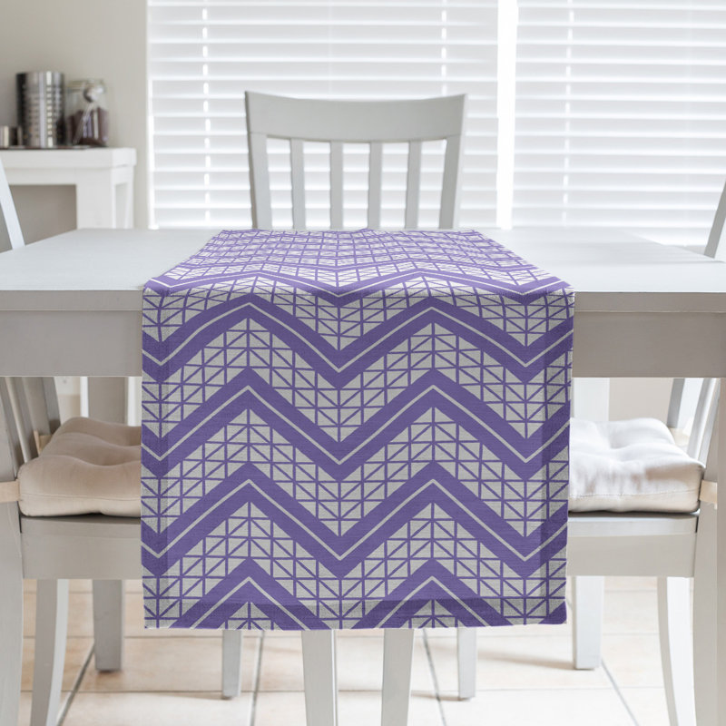 Stephenie Classic Hand Drawn Chevron Table Runner, 16" x 90", Lilac Purple