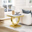 Table de bout moderne 22,83 po avec base en acier inoxydable-434945550-434945551