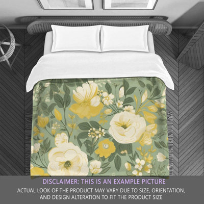 Floral Green/Yellow Microfiber Comforter