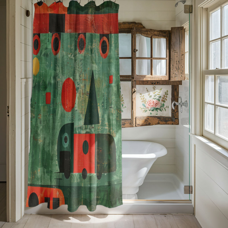 Funky Train - Premium Shower Curtain, 74"H x 71"W