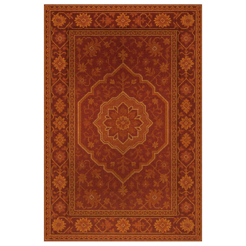 Greysi Collection Digital Print Cotton-Polyester Orange Oriental Rug, Runner 3'4" x 11'6"
