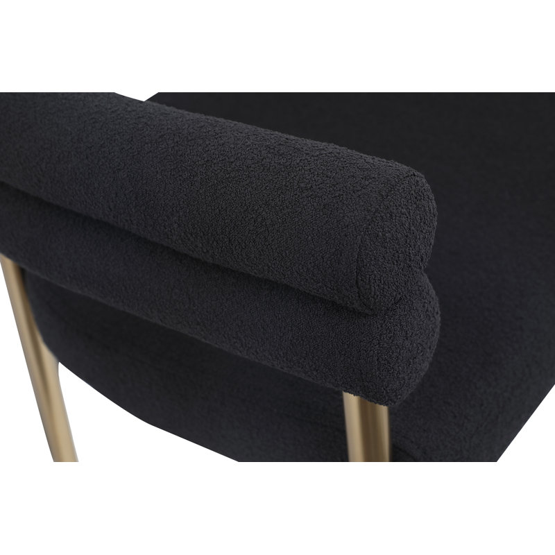 Brielle Boucle Fabric Arm Chair, Black Boucle Fabric