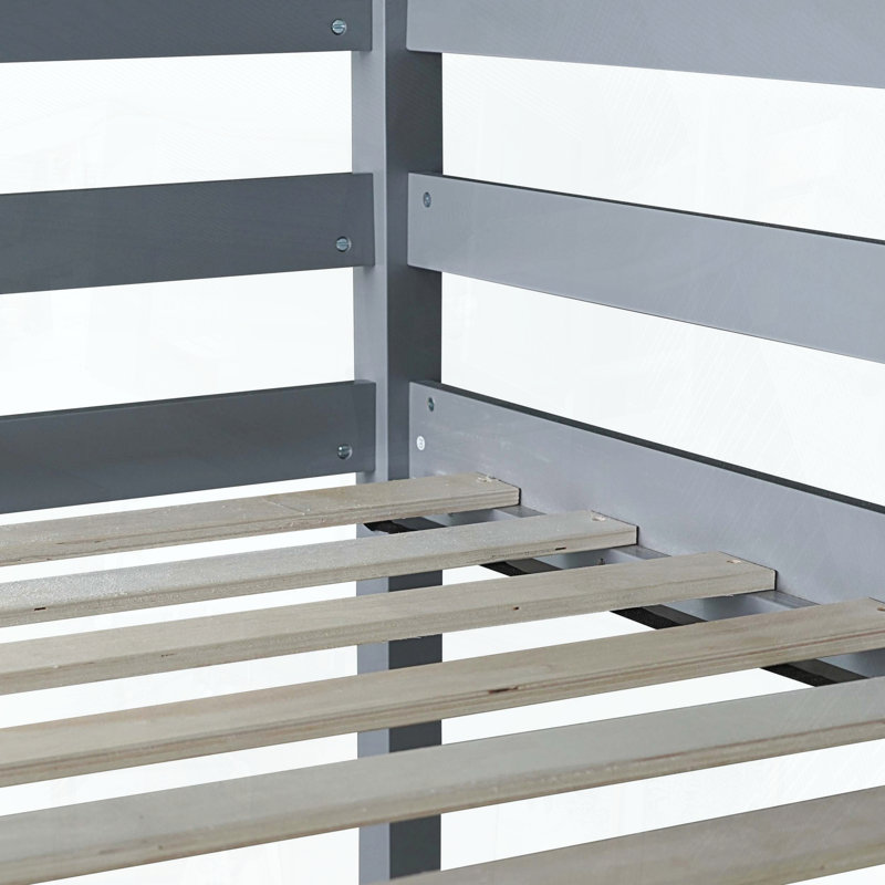 Twin High Loft Bed with Built-in Desk, Gray