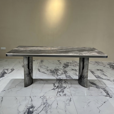 Sintered Stone Stainless Steel black Dining Table