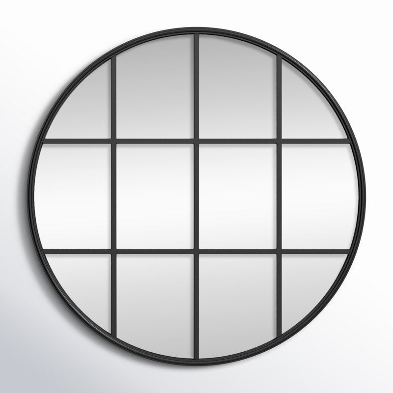 Karle Metal Flat Wall Mirror, Black, 31.5" x 31.5"