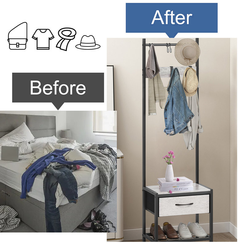 Versatile Multi-Functional Coat Rack For Bedroom, Hallway, And More - Perfect For Hanging Clothes, Bags, And Towels, White