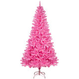 Pre-Lit Medium Artificial Pine Christmas Tree - Pink - Clear Lights