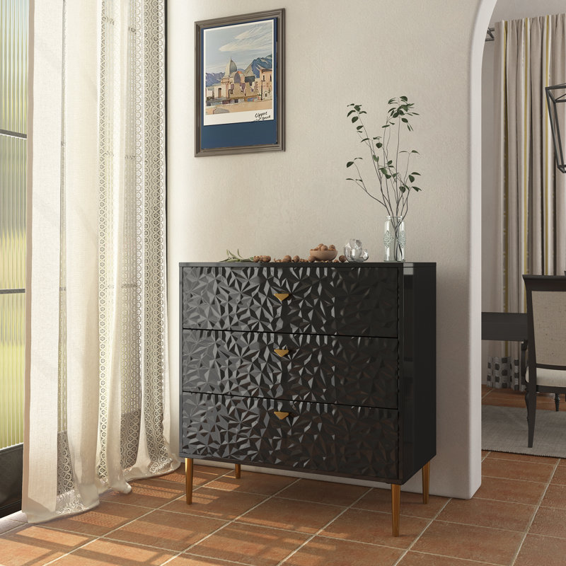 Commode en bois 3 tiroirs Bakke, Noir