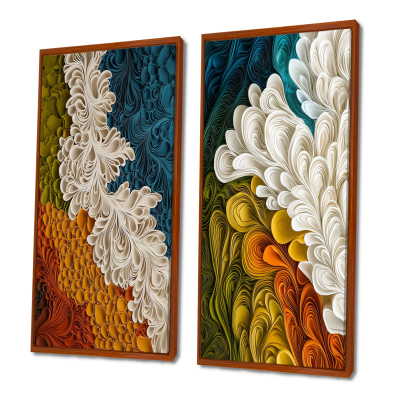 Biomorphism Earth Rhythm In Chaos II - Abstract Wall Art, 2 pièces, H 32 po x l 33 po, Cadre flottant brun