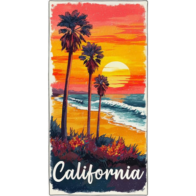 Serviette en microfibre à séchage rapide sans sable 35 po x 70 po California Sunset Palm Beach de California Beach