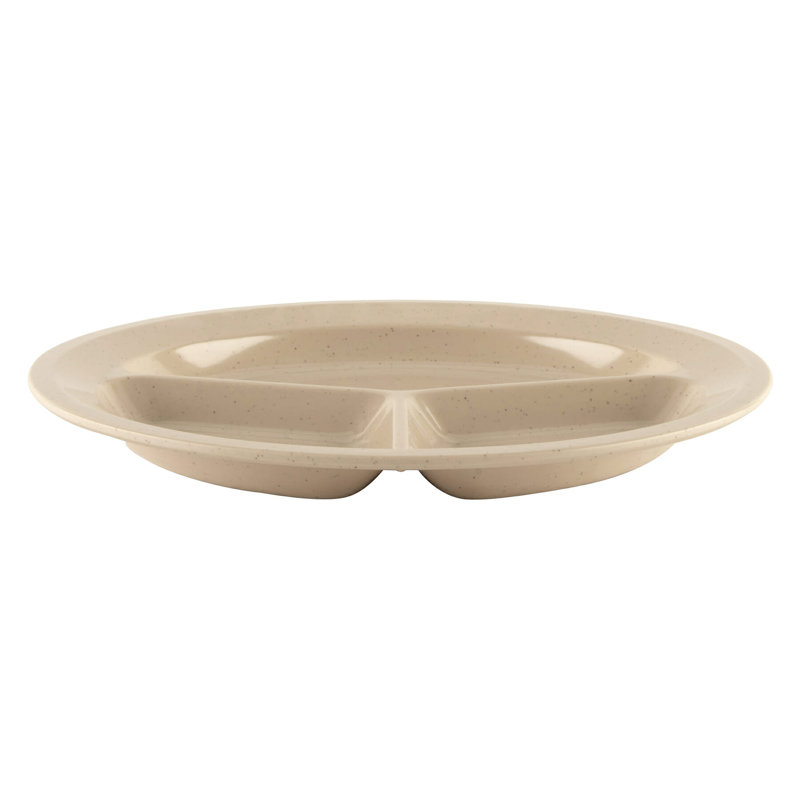 Ensemble de 12 assiettes à 3 compartiments 11 po de profondeur, Beige