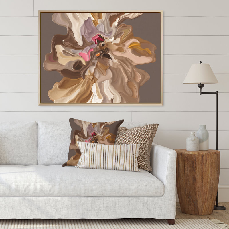 «Pink Mystery Awakening I», art mural abstrait sur toile, H 16 po x l 32 po x P 1 po, Cadre naturel flottant