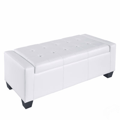 Faux Leather Rectangular Tufted Storage