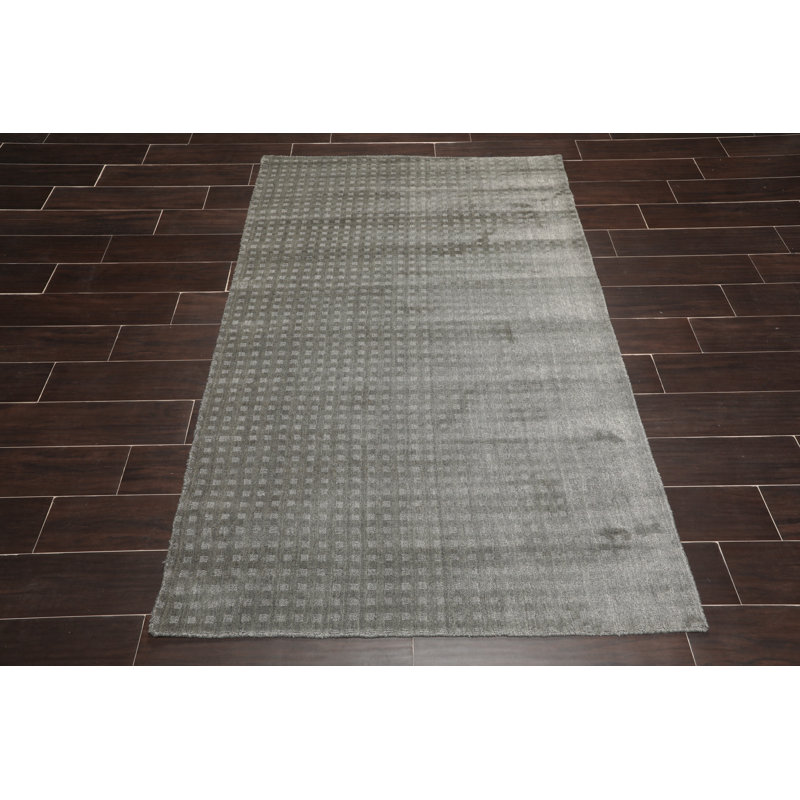 Tapis décoratif gris en laine Touffeté à la main hrayr, Rectangle 4 pi x 6 pi