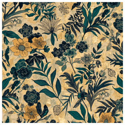 Botanical Floral Illustration Bath Mat