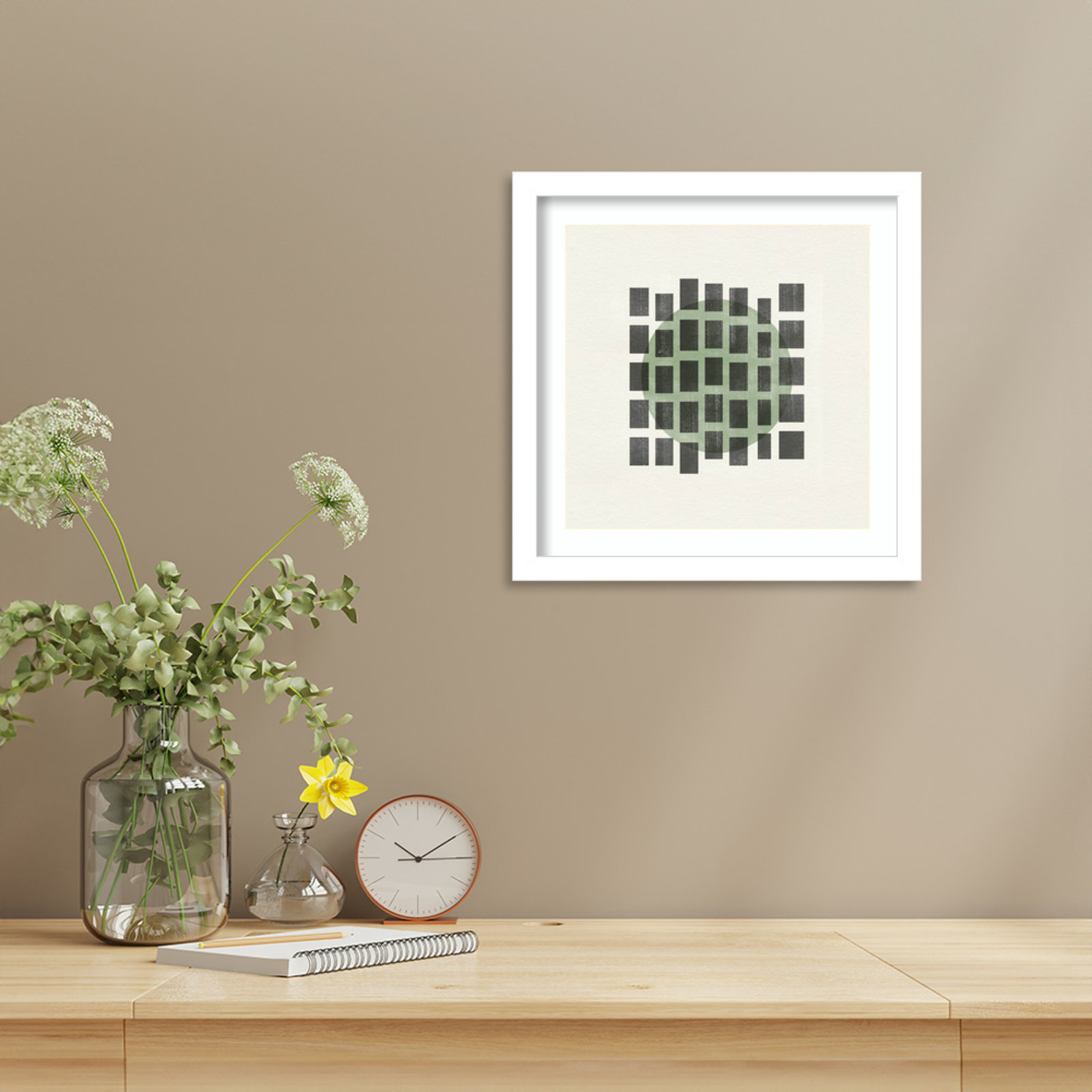 Leia "Minimalist Japandi 01" Print, White, 13" H x 13" W