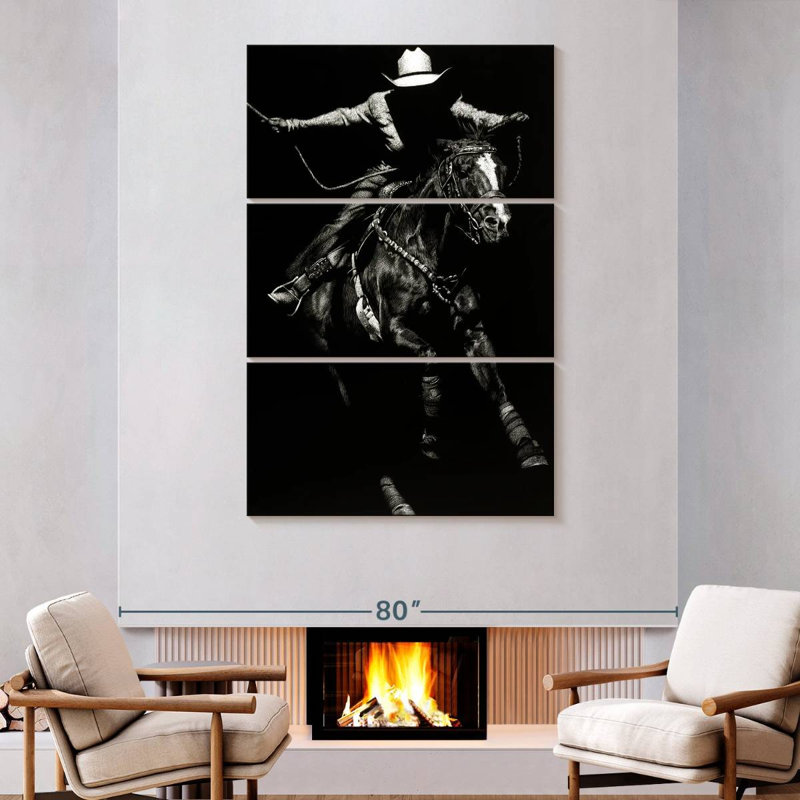 Lelar Scratchboard Rodeo III, 74" H x 48" W