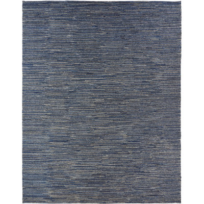 Tapis bleu area-noué la à la main Emil
