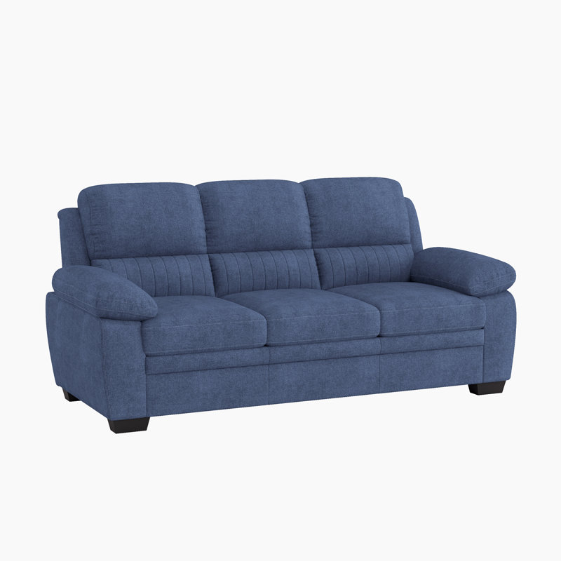 Canapé rembourré en tissu à accoudoirs coussinés de 80 po Mellitz, 100 % polyester bleu