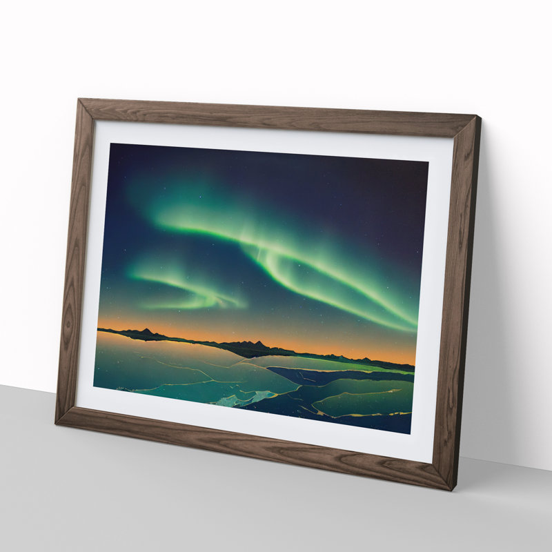 Unbelievable Northern Lights - Framed Print, 34cm H x 46cm W x 2cm D, Walnut