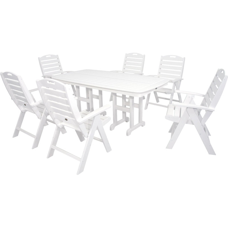 TREX Outdoors Yacht Club Highback 7-Piece Dining Set, Classic White