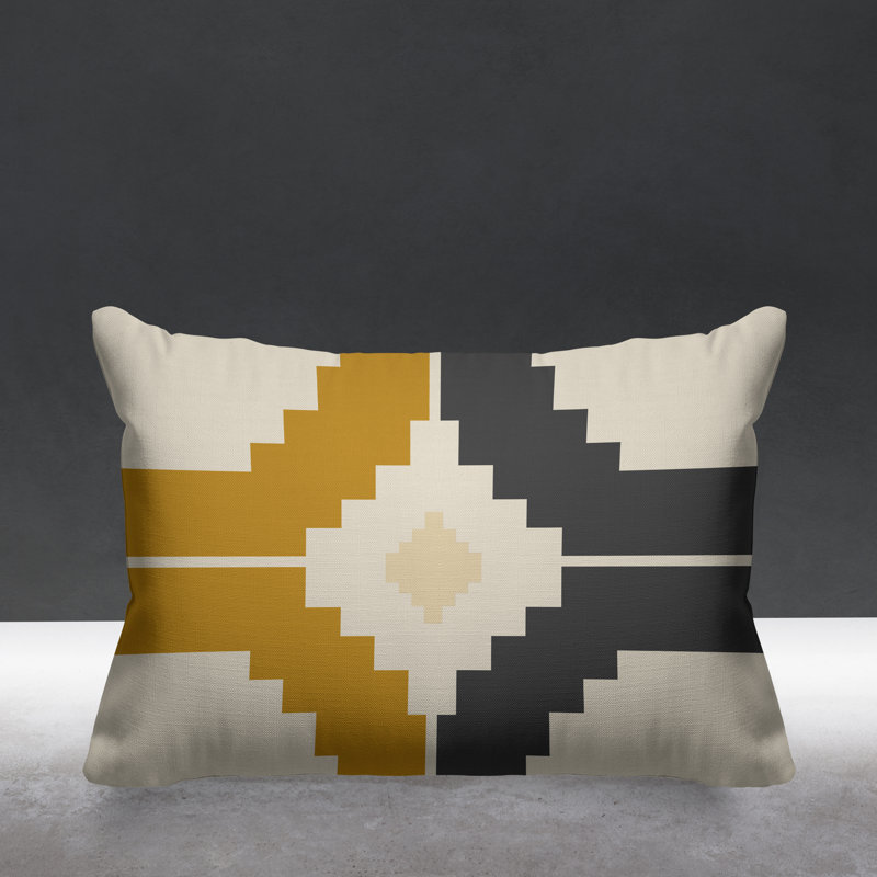 Coussin intérieur / extérieur Kele Southwestern, Jaune