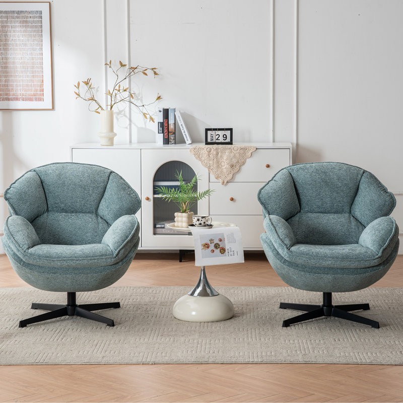 Upholstered Tufted Swivel Accent Chair, Green