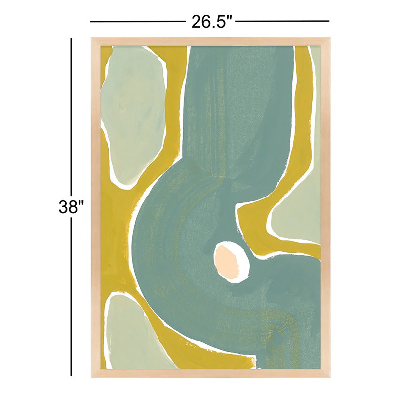 Green On Green Painting by Andrea Stokes, 38" H x 26.5" W x 1.25" D, Light Brown