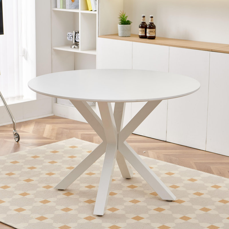 Table Mid-century Dining Table, White, White