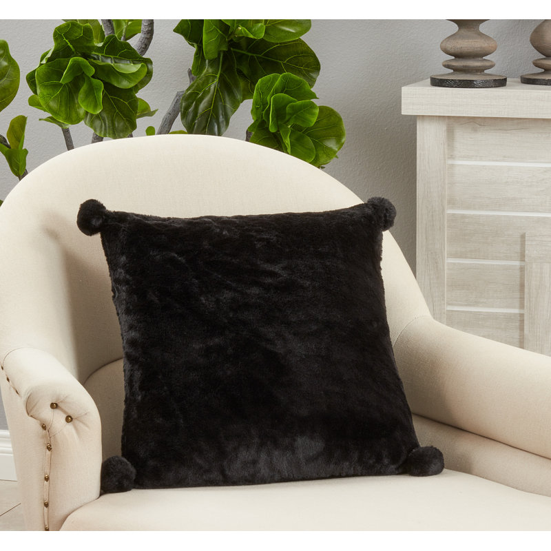 Square Pillow Cover & Insert, Black