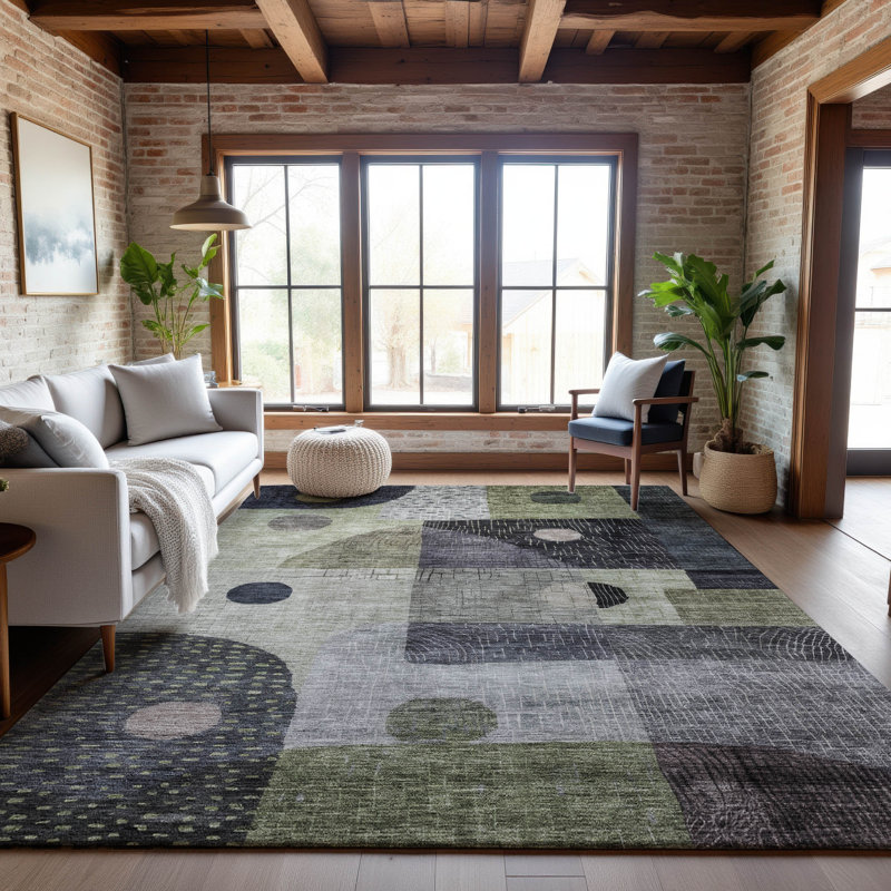 Premium Machine Washable Dilorenzo AMF1117 Geometric Rug, Rectangle 3' x 5'
