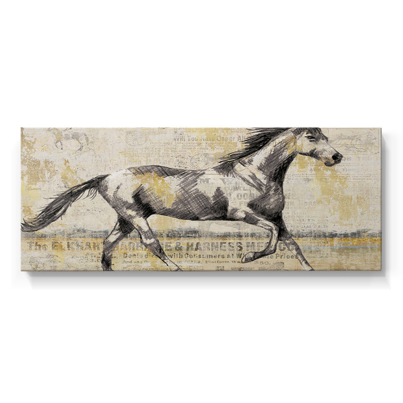 Golden Stallion I - Toile tendue avec châssis - Prêt à accrocher, H 16 po x l 40 po