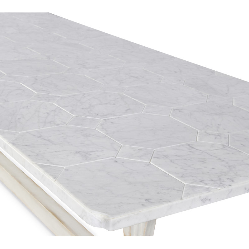 Tara Shaw Dining Table, 30"H x 120"L x 42"W, White/Gray