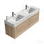 Meuble-lavabo de 60 po (30 po * 2) avec lavabo en quartz blanc et tiroirs en chêne brut, meuble-lavabo mural flottant, lavabo une pièce sans drain ni robinet-129683988-129683989