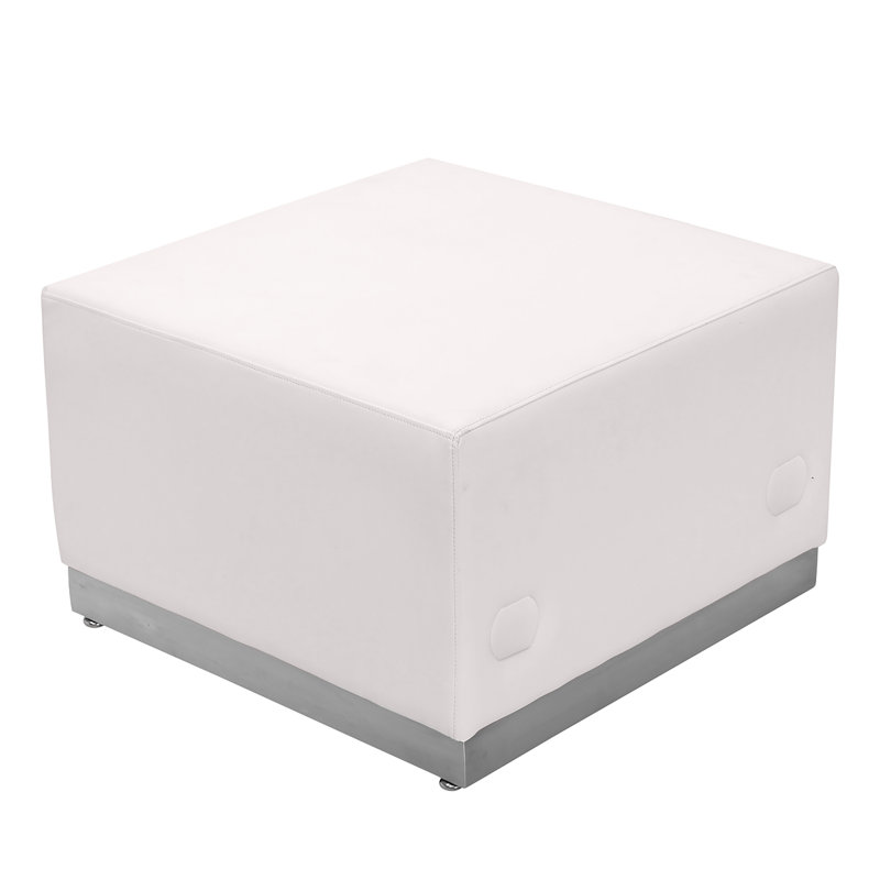 Melrose White Faux Leather Four Piece Reception Set with Ottoman