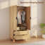 Armoire garde-robe avec portes à fermeture douce, garde-robe d'armoire, naturel
