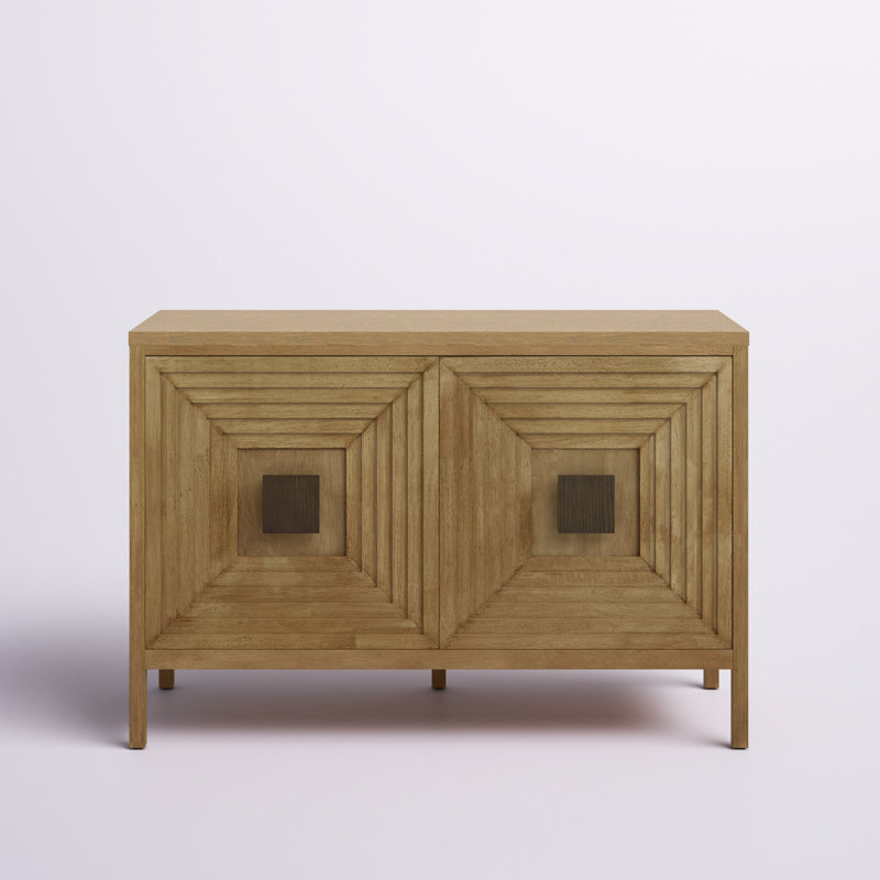 Paige 47.5" Geometric 2-Door Wood Storage Cabinet With Adjustable Shelves