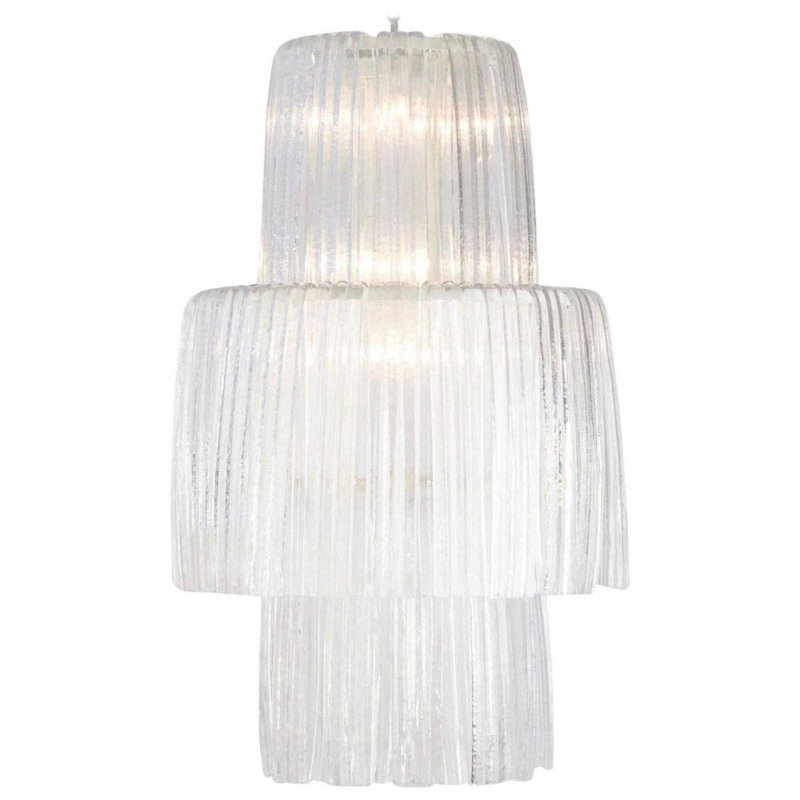 Lustre cascade Venetain, Argent antique, Transparent lisse, 20” Wide x 40” Height